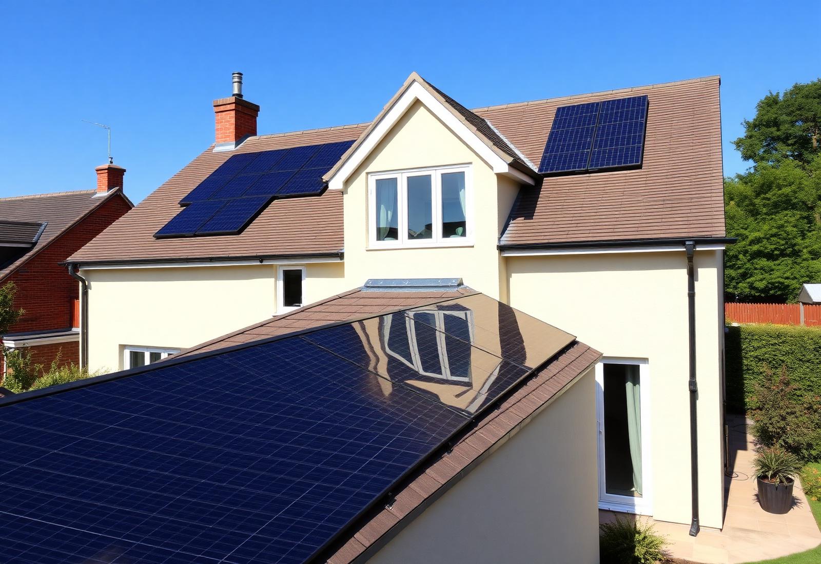 Modern UK home with solar panels